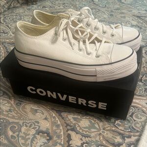 Converse Women's White High-Platform Sneakers